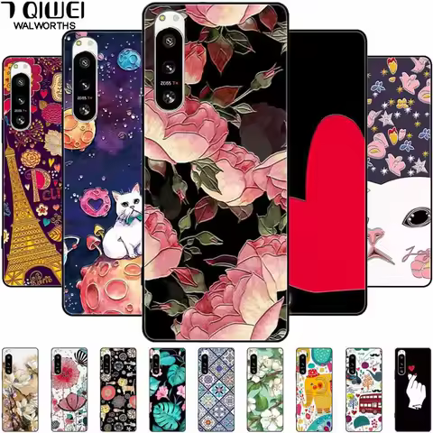 For Sony Xperia 5 V / 5 IV / 5 III / 5 II Case Cute 3D Emboss Relief Soft Silicone Back Covers For S