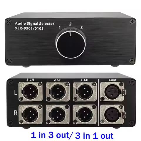 1 in 3 out 3 in 1 out Audio INPUT XLR Signal Cable Splitter Selector Switcher Switch Schalter Source