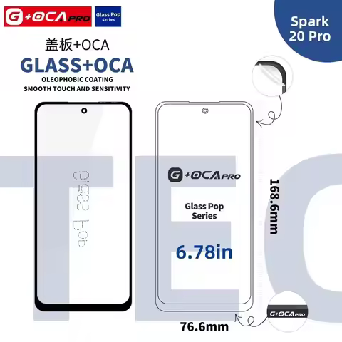 10PCS G+OCAPRO Front Glass Lens Touch panel with OCA For Tecno Spark 20C 9T 10C PRO Camon12 15 16 17