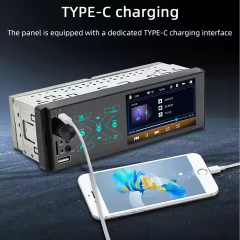 4.1Inch 1Din Touch Screen Car Radio Bluetooth Multimedia MP5 Player TF AUX USB Type-C Charging FM Ra
