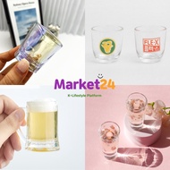 DAISO KOREA - Soju glass 4 types / 1.Hologram / 2.Retro / 3.Soju glass with handle / 4.Spring edition /shot glass / soju shot glass / shot glass set
