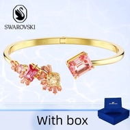 AG1 SWAROVSKI (With box) Gema mixed cut pink gemstone open bracelet, S925 sterling silver women's fa
