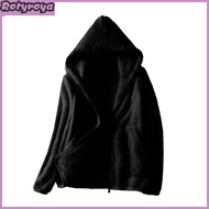 Autumn Winter Warm Polar Fleece Jacket Hooded Long Sleeve Zipper Placket Pockets Thickened Sweatshir
