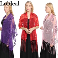 Loldeal พู่ผ้าคลุมไหล่เลื่อมปักชุดราตรีพรรคหญิงเจ้าสาว Cheongsam ผ้าคลุมไหล่