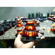 3-storey, 2-storey, 1-storey house model (built-in lights) for decoration, miniature landscape setup
