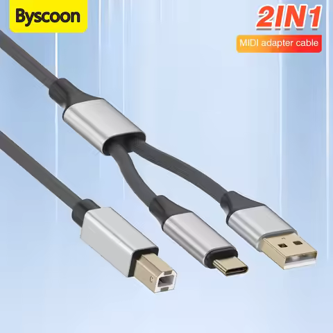 2in1 USB Type-C to Printer Cable MIDI Type C Printer Cord Nylon Braided Wire for Yamaha Casio Digita