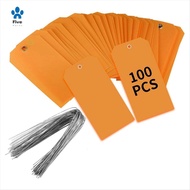100 Pieces 4 3/4Inch X 2 3/8Inch Plastic Shipping Tags with Wires Blank Labeling Tags Waterproof Han