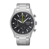 Seiko Chronograph Quartz Black Dial Stainless Steel Bracelet Men Watch SSB419P1