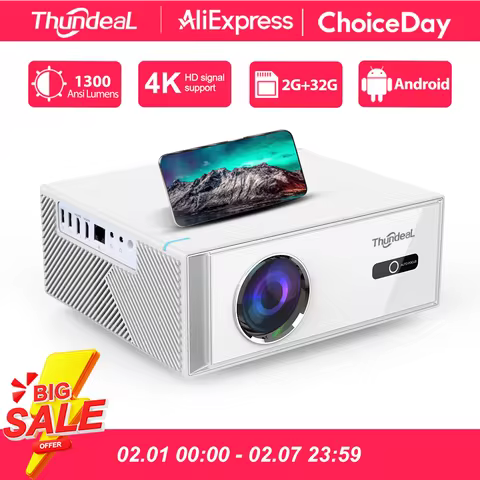 ThundeaL TD95W Android Projector Full HD 1080P WiFi 2K 4K Home Cinema Portable Smart TV Video Movie 