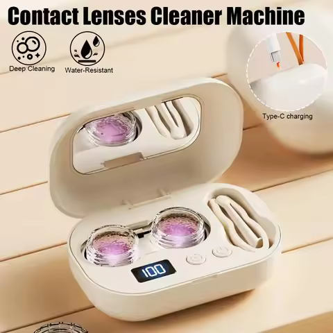 Rechargable portable Ultrasonic Contact Lens Cleaner machine Fit Disposal Soft Lens, Colored Contact