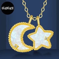 18K/750 Pure Gold Star Moon Pendant Charm Loket Bintang Bulan Emas 18K/750 Tulen