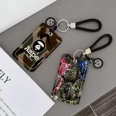 A Luxury Bathing A-Ape B-BAPE Card Holde Applicable To Credit Cards Bus Card Rectangular Keychain Pr