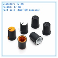 12×17mm plastic two-color knob cap half shaft potentiometer switch cap mixer knob cap power amplifier volume knob cap 6MM aperture D axis 180 degree knob cap