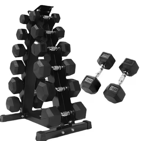 Hexagonal Adhesive Dumbbell Set Strength Training Equipment 2.5kg-50kg 5lb-100lb Weight Customizable