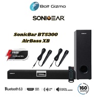SonicGear SonicBar BT5300 AirBass XB Bluetooth 5.4 Wirelss Soundbar Subwoofer 160w Dual Mic Input