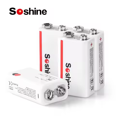 Soshine 4PC 6F22 9V 680mAh Lithium Rechargeable Battery 6F22 9 Volt Li-Po Batteries for Radio Electr