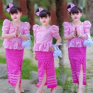 ชุดไทยเด็กผู้หญิง,ชุดไทยประยุกต์,ชุดเสื้อลายลูกไม้