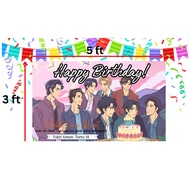 Banner Birthday Anime 5ft x 3ft (90cm x 150cm) free 4 hole-Custom Picture