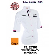 BAJU KORPORATE PUTIH LENGAN TIGA SUKU F12700 jenama oren sport