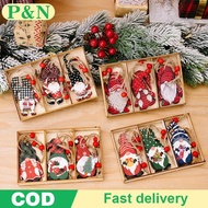 [P&N] 9/12PCS Wooden Christmas Decorations Set - Pure Wood Pendants Xmas Tree Ornaments [cod]