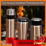 [ Local Ready Stocks ] iGOZO TRIO VACUUM INSULATED THERMALWARE FLUSK TERMOS PANAS AIR DRINK TRAVEL SET