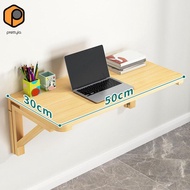 [prettyia] Wall Mounted Folding Table Solid Wood Fold Down Desk Shelf Small Space Workstation for Di