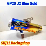 Slincer Silincer Knalpot SJ88 Racing GP20 J2 Blue Gold 25 cm In Out 50