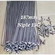 187mm niple 13G chrome Cp 72pcs bmx bicycle spokes