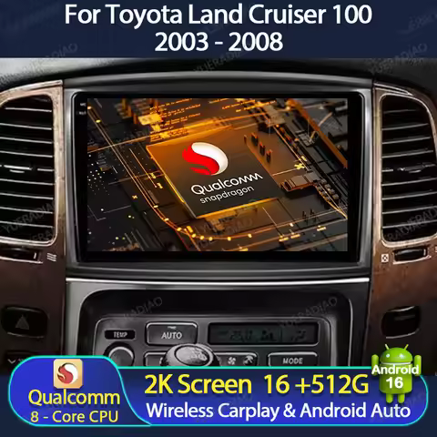 Android 16 Car Radio For Toyota Land Cruiser LC 100 For Lexus LX470 J100 2 II 2002 - 2007 Qualcomm Q
