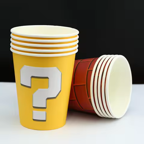 Mario Cup Mario Bros Birthday Decoration Disposable Cups Paper Water Drinking 9oz Cup for Parties Ba