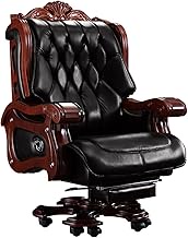 HDZWW Luxury Boss Chair High-Back Business Managerial Chairs,Cowhide Executive Chairs with Footrest, 150° Reclining Ergonomic Office Seat (Color : Black)