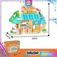 Wekki Chibi Maruko Chan Series House School Shop Educational  Display Deco Brick Decoration Building