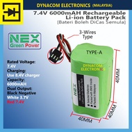 7.4V 4400/5000/6000mAH 18650 Rechargeable Li-ion Battery for Solar Battery Portable Device Battery [