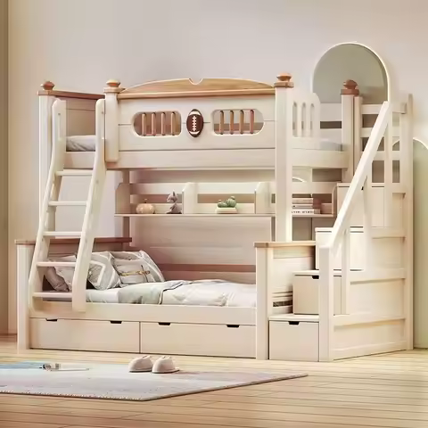 !@Solid Rosewood Bunk Kids Bed Kids Wooden Furniture Sets Wooden Bunk Bed Bedroom Bunk Bed With Cabi