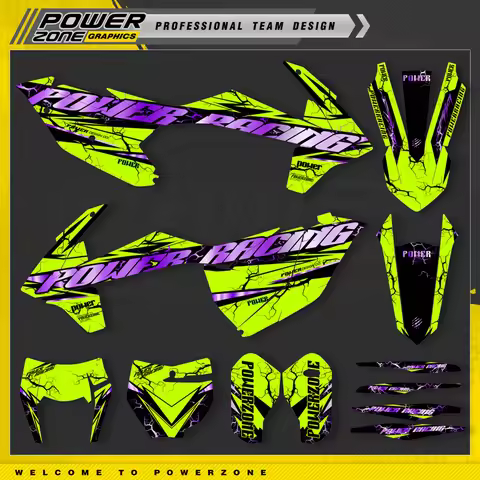 PowerZone Custom Team Graphics Backgrounds Decals Stickers Kit For KTM SX SXF MX 2016-2018 EXC XCW E