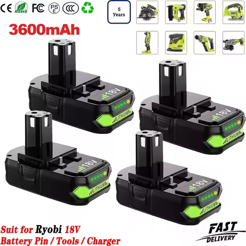 1/2/4Pcs 3.6Ah P102 Replace for Ryobi 18V Li-on Battery Pin P103 P105 P107 P108 P109 Compatible with