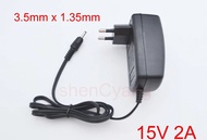 1PCS คุณภาพสูง15V2A AC 100V-240V Converter Adapter DC 15V 2A 2000mA แหล่งจ่ายไฟ EU Plug 3.5มม. X 1.3