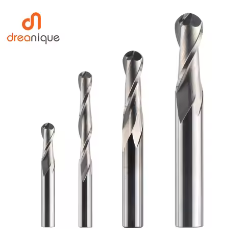 Dreanique 1pc Carbide Ball Nose End Milling Cutter 2 Flutes R0.5-R4.0 End Mill Router Bit for wood a