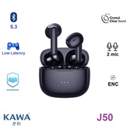 หูฟังบลูทูธ Kawa J50 ไมค์ 4 ตัว มีระบบตัดเสียงรบกวนขณะคุย (ENC) กันน้ำ IPX5 บลูทูธ 5.3 หูฟังไร้สาย