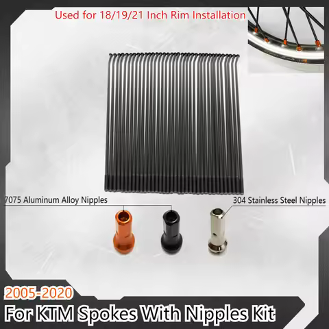36pcs Motorcycle 21" Front 18" 19" Rear Wheel Spokes Kit Stainless Steel Aluminium Nipple Rim Wire R
