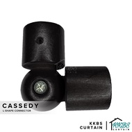 KKBS CURTAIN Cassedy Wooden Curtain Rod L-Shape Connector Ebony Black Colour