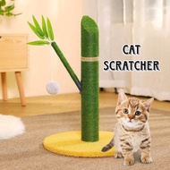 Cute Bamboo Cat Scratcher Sisal Toy Kucing Cat Tree Cakar Kucing Furniture Scratch Post Platform Climbing Scratching Bed