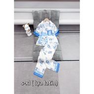 Ms184: 22-53kg. Bat wing lotus leaf collar long-sleeved pants set for girls made of 3D PRINTED LATIN