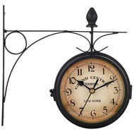 Retro Wall Clock Double-Sided European Antique Style Creative Classic Wall Hanging Clocks Wrought Ir
