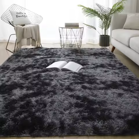 Fluffy Shaggy Carpet Soft Plush Grey Rug Gradient Non-Slip Fuzzy Floor Mat For Bedroom Living Room K