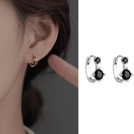 S925 Silver Gold Ear Clip Black Zircon Crystal Clip Earrings Fashion Accessories Women Jewelry