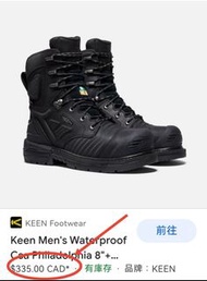 (44.5)keen.8吋.安全鞋.安全靴.纖維頭纖維底防砸防刺防水防滑.