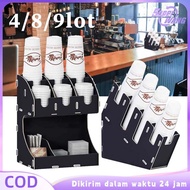Paper Cup Dispenser Rack Cup Holder 4/8/9 slots Organizer Paper Cup Organizer Paper Cup Rack