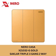 NERO CASA GOLDX2 TRIPLE HOTEL SWITCH 3 GANG 2 WAY X21032-G