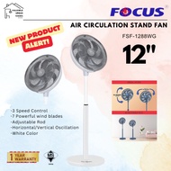 Focus Signature 12” Air Circulation Stand Fan SIRIM| Kipas Berdiri 3 Speed, 7 Blades, Adjustable Rod